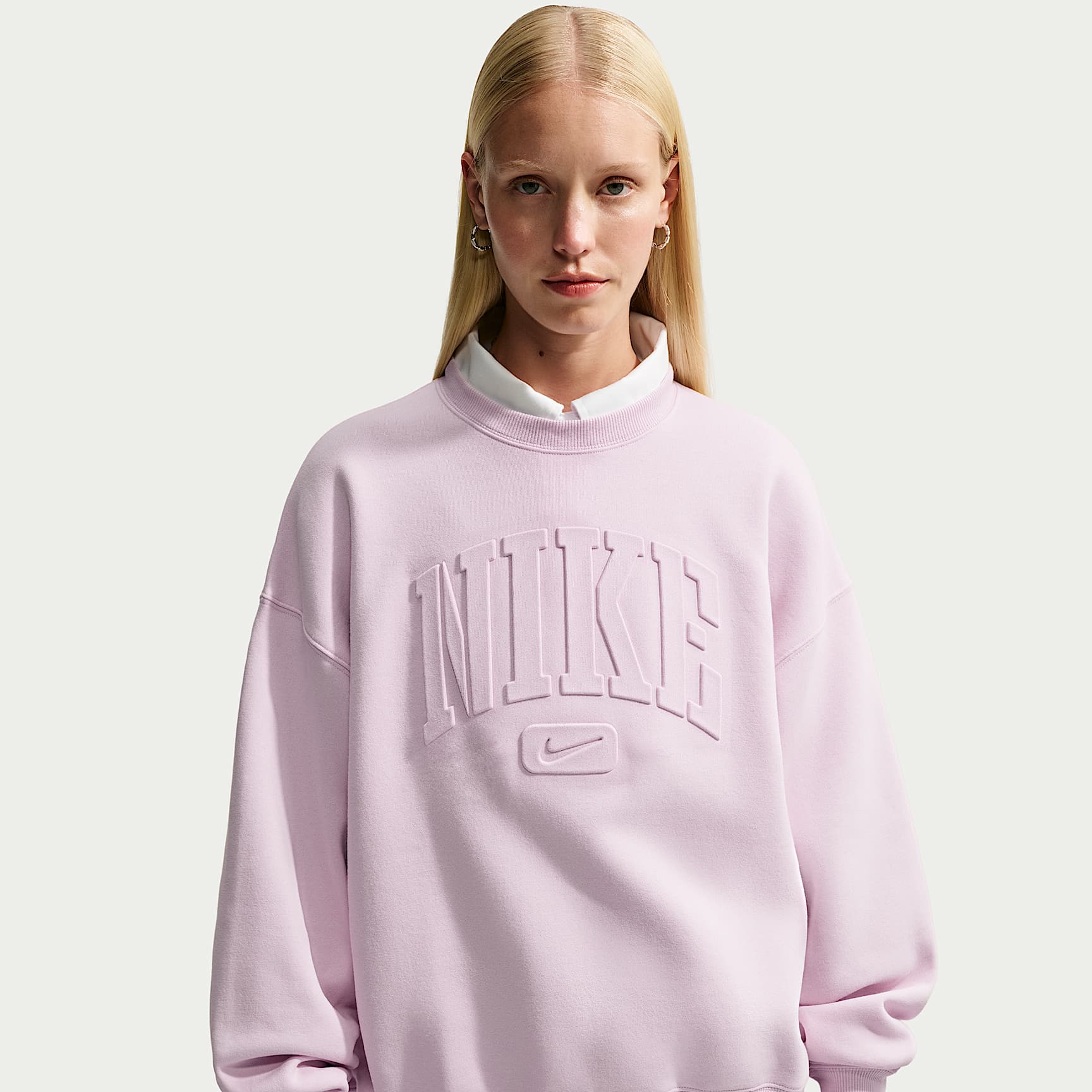 Nike Studio Fleece Medium Weight Women's Oversized Embossed Crew